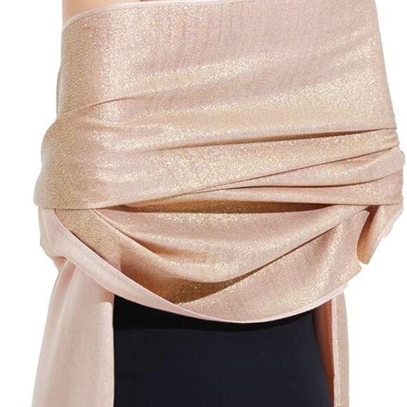 Sparkling Metallic Pashmina Shawl Wraps Scarf for Evening Party Bridal Wedding F - Picture 1 of 7